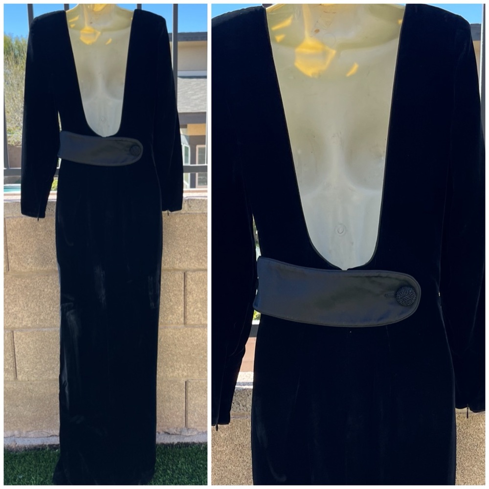 VALENTINO Vintage Black Backless Velvet Gown - Picture 4 of 8